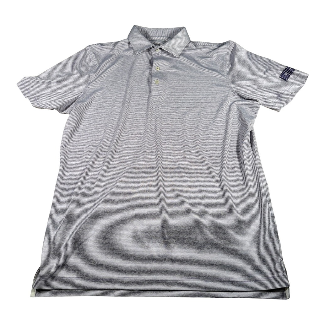 Johnnie-O Lyndon Polo Shirt Men Large Purple Striped Performance Golf Aristocrat